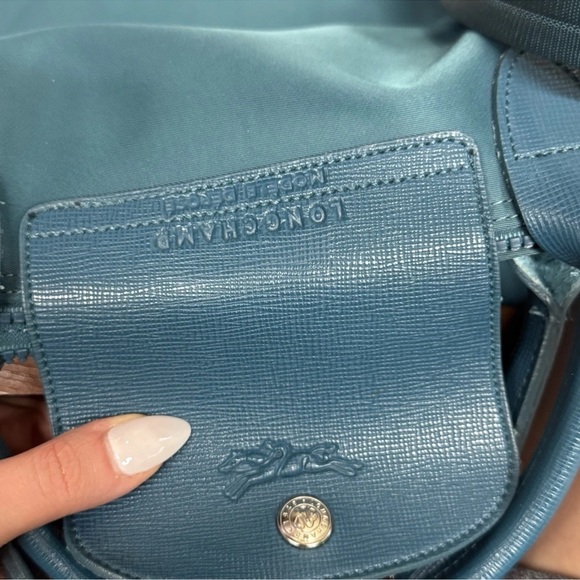 Longchamp Le Pliage Neo Teal Blue Tote Large with Strap - Picture 8 of 16